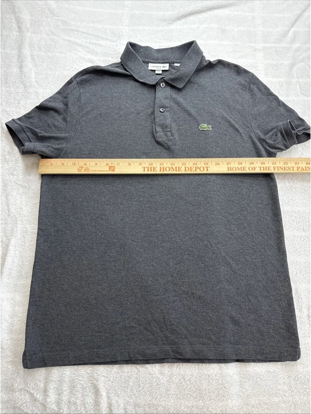 Lacoste Polo Shirt Mens XL Gray Slim Fit Crocodile Logo Cotton Knit